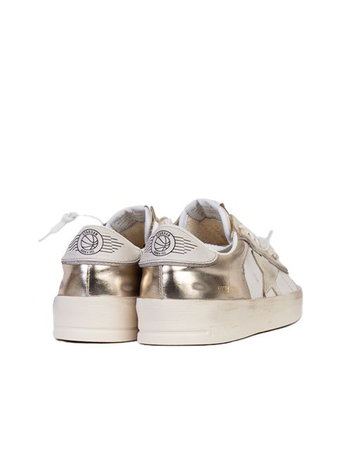 stardan suede and laminated leather upper suede star laminated leather heel glitter piping Golden Goose | GWF00333.F007536.12281PLATINUM/MILK/BEIGE